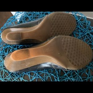 Aerosol black peep toe wedge heels